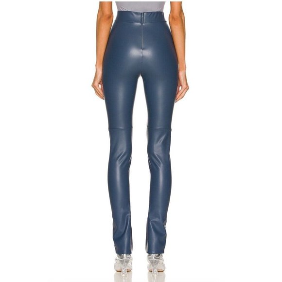 ALIX NYC Carlisle Pants Indigo Blue Faux Leather Front Slits - Picture 4 of 4